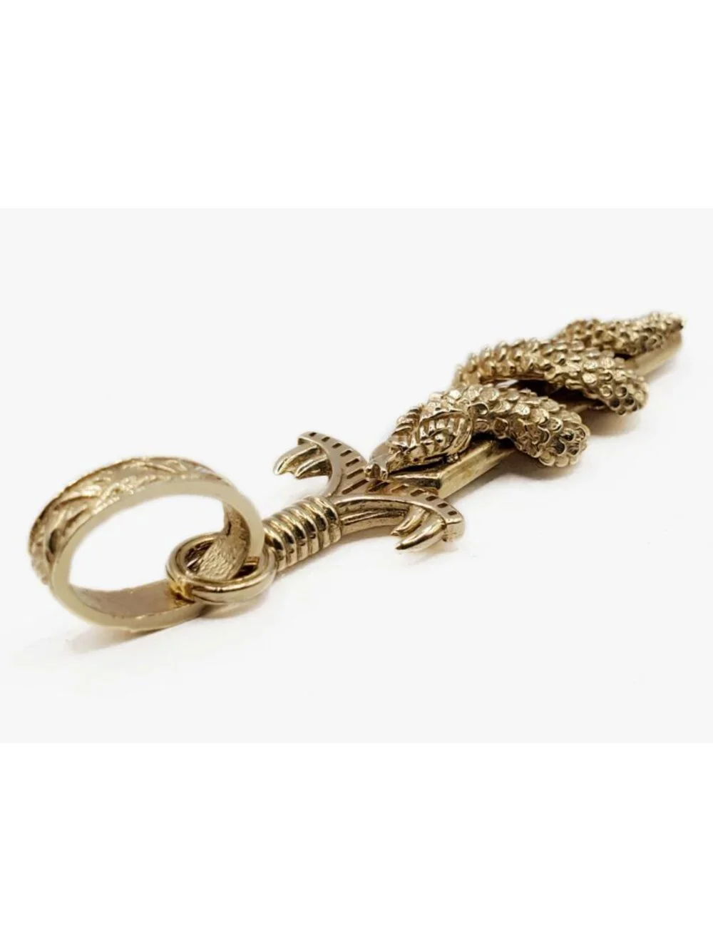 Decorative Dagger & Serpent Snake Pendant 14k Gold